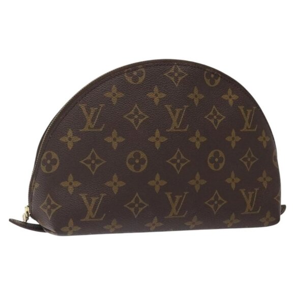 LOUIS VUITTON Monogram Trousse Demi Ronde Cosmetic Pouch M47520 LV Auth BA1877 - Picture 1 of 16